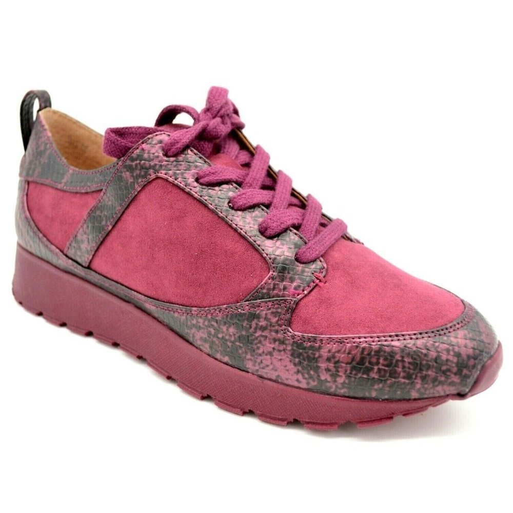 G.I.L.I. Womens‎ Janna Exotic Sneakers Size 6M Burgundy Faux Suede Lace Up NEW
